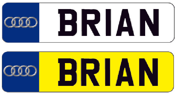 RIDE03 Kids Personalised Number Plates Front And Back with car logo