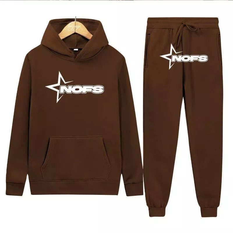 Y2K Goth Punk Rock Streetwear NOES Unisex Two-Piece Hoodie Set