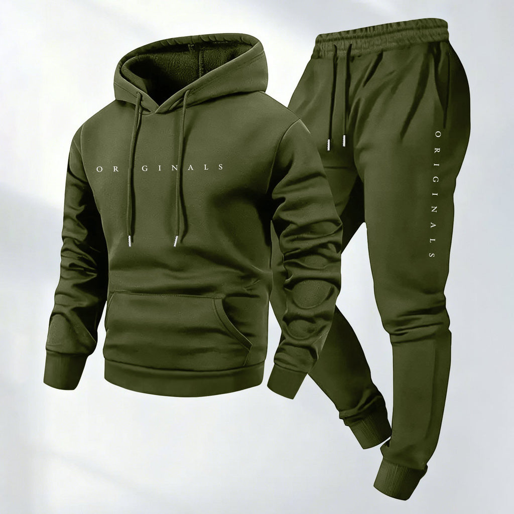 Men's Oversized Letter Print Pullover Hooded Sweatshirt Set