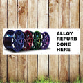 BAN008 Alloy Refurb Done Here Garage Advertising PVC Banner Indoor/Outdoor Waterproof with Eyelets 5 Sizes Available