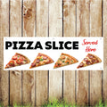 BAN028 Pizza Slice Server Here Advertising PVC Banner Indoor/Outdoor Waterproof with Eyelets 5 Sizes Available