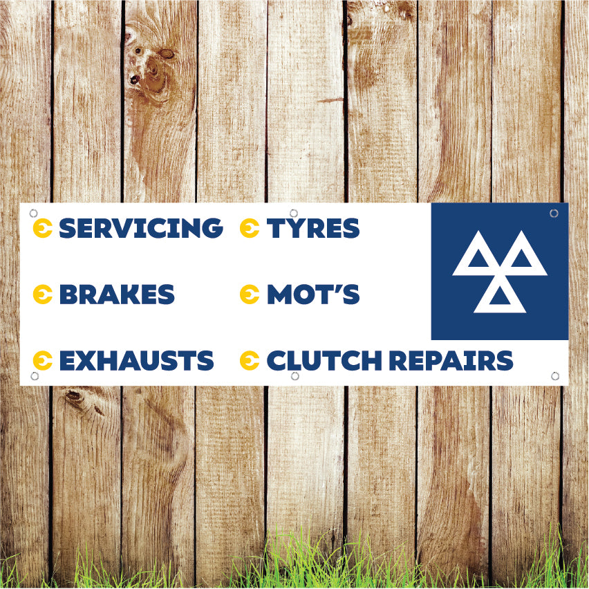 BAN035 Service Breaks Mot Tyres Garage Advertising PVC Banner Indoor/Outdoor Waterproof with Eyelets 5 Sizes Available