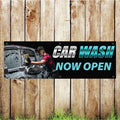 BAN037 Car Wash Now Open Advertising PVC Banner Indoor/Outdoor Waterproof with Eyelets 5 Sizes Available