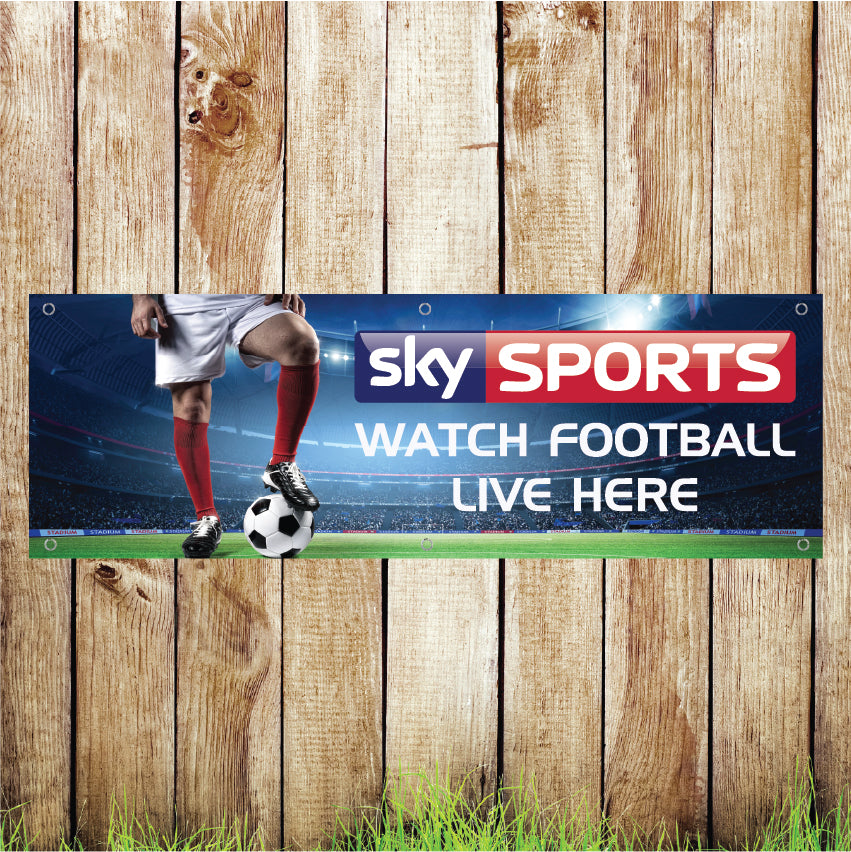 BAN040 Sky Sports Watch Football Live Here Advertising PVC Banner Indoor/Outdoor Waterproof with Eyelets 5 Sizes Available