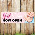 BAN049 Nail Salon Now Open Advertising PVC Banner Indoor/Outdoor Waterproof with Eyelets 5 Sizes Available