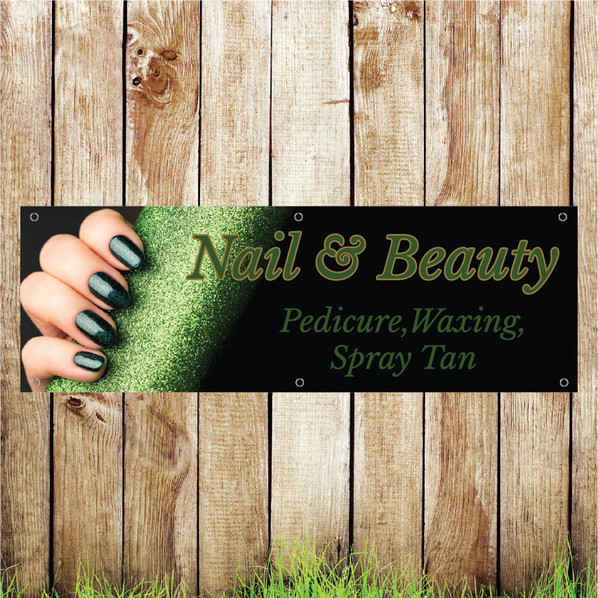 BAN052 Nail & Beauty Advertising PVC Banner Indoor/Outdoor Waterproof with Eyelets 5 Sizes Available