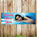 BAN057 Tanning Salon Open Advertising PVC Banner Indoor/Outdoor Waterproof with Eyelets 5 Sizes Available