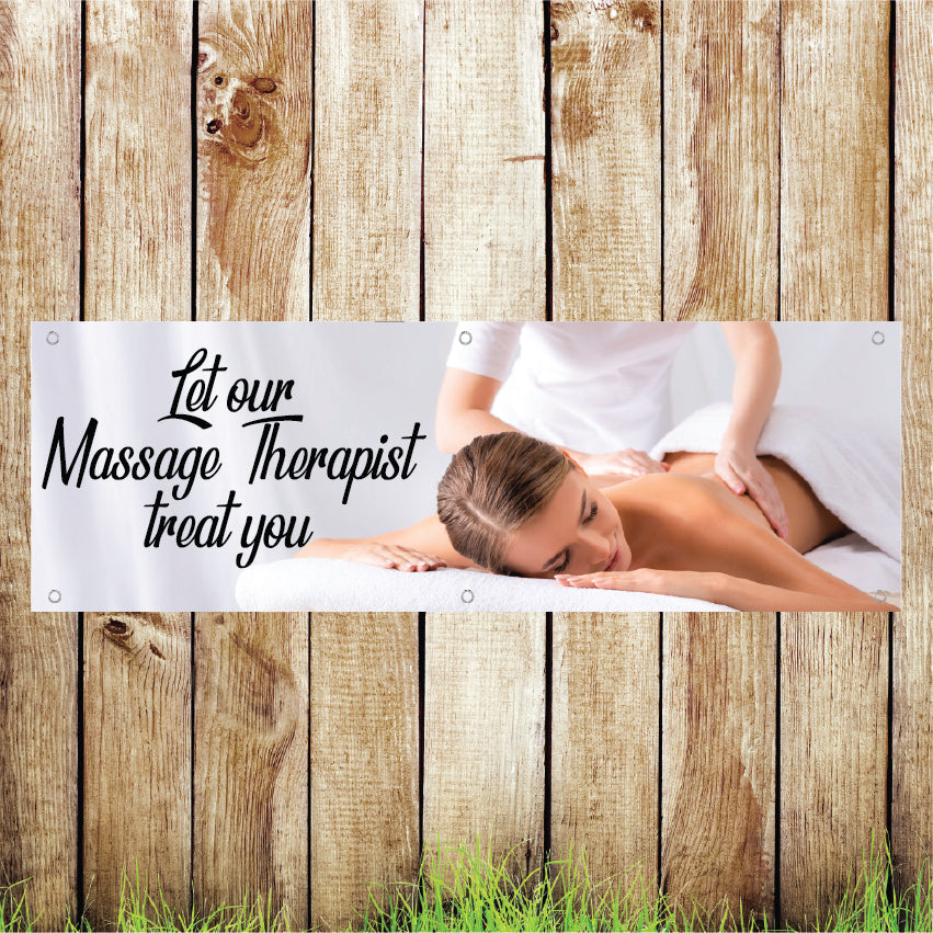 BAN060 Massage Therapist Available Here Advertising PVC Banner Indoor/Outdoor Waterproof with Eyelets 5 Sizes Available