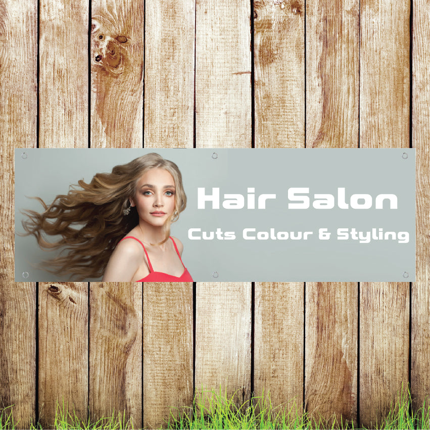 BAN061 Hair Salon Advertising PVC Banner Indoor/Outdoor Waterproof with Eyelets 5 Sizes Available
