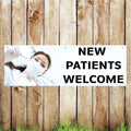 BAN064 New Patients Welcome Advertising PVC Banner Indoor/Outdoor Waterproof with Eyelets 5 Sizes Available