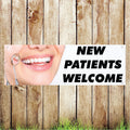 BAN065 New Patients Welcome Advertising PVC Banner Indoor/Outdoor Waterproof with Eyelets 5 Sizes Available