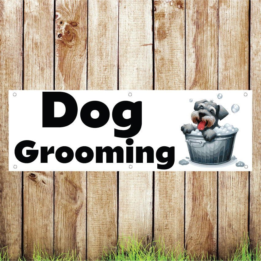 BAN068 Dog Grooming Advertising PVC Banner Indoor/Outdoor Waterproof with Eyelets 5 Sizes Available