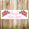 BAN071 Florist Now Open Advertising PVC Banner Indoor/Outdoor Waterproof with Eyelets 5 Sizes Available