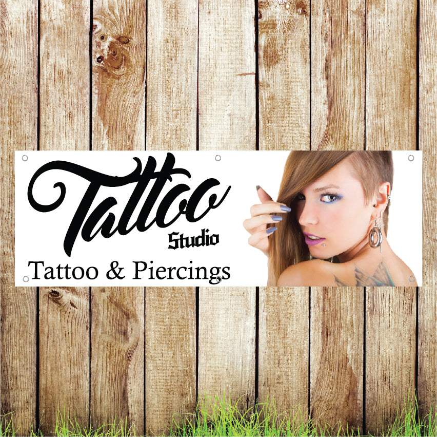 BAN074 Tattoo Studio Advertising PVC Banner Indoor/Outdoor Waterproof with Eyelets 5 Sizes Available