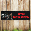 BAN084 Gym Now Open Advertising PVC Banner Indoor/Outdoor Waterproof with Eyelets 5 Sizes Available