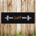 BAN091 Train Compete Repeat Advertising Gym PVC Banner Indoor/Outdoor Waterproof with Eyelets 5 Sizes Available