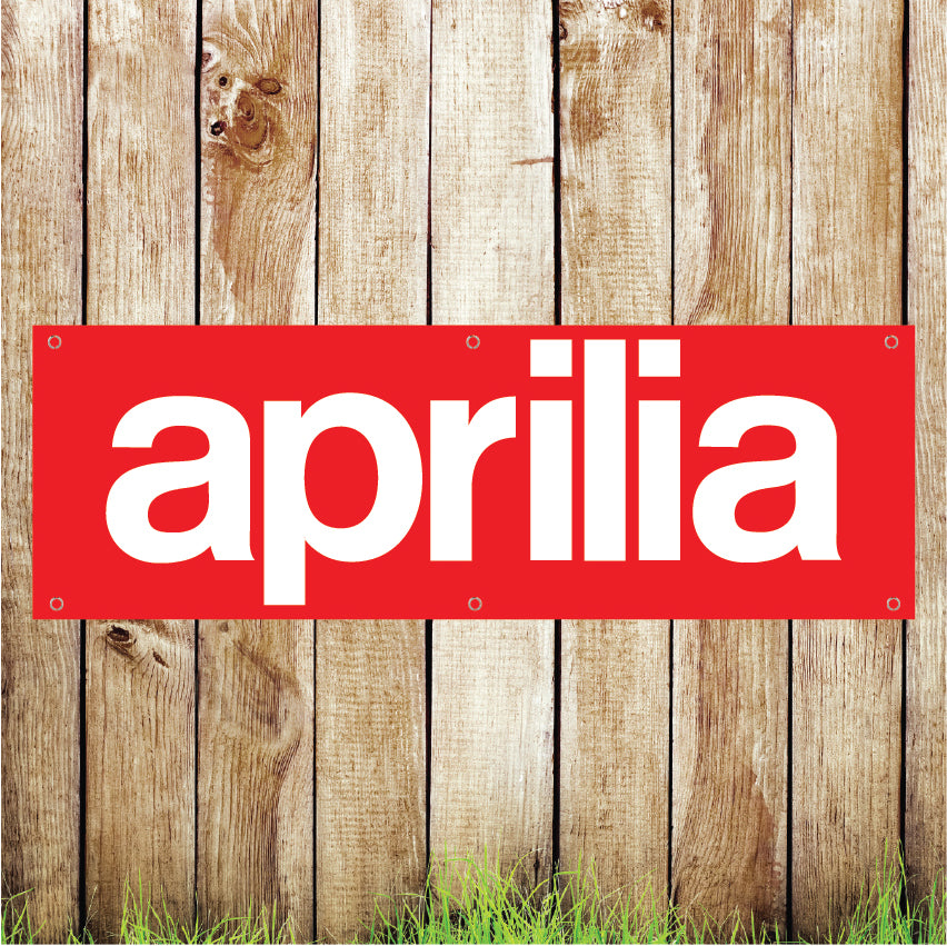 BAN092 Aprilia Car Garage Advertising PVC Banner Indoor/Outdoor Waterproof with Eyelets 5 Sizes Available