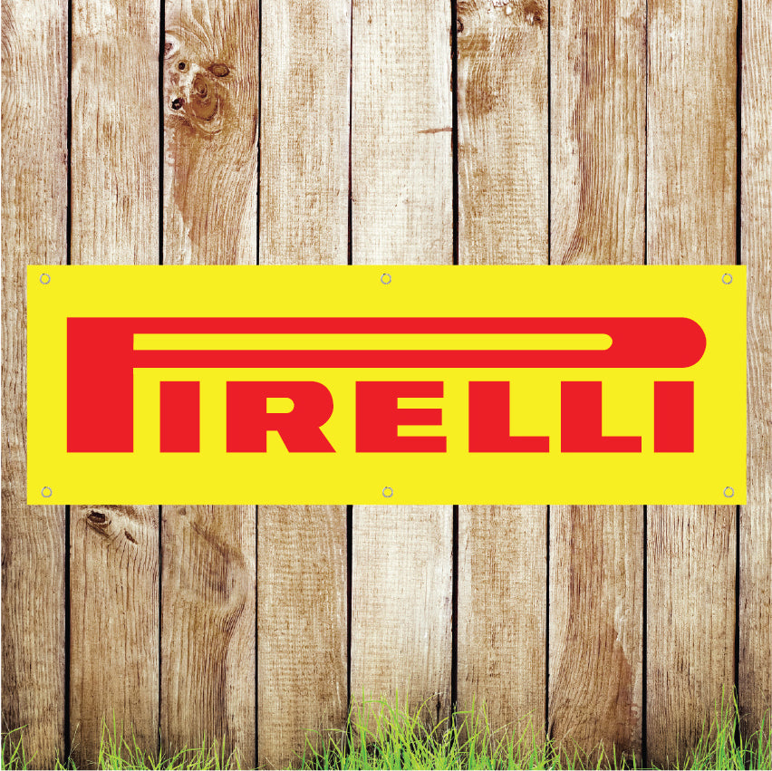 BAN093 Pirelli Car Garage Advertising PVC Banner Indoor/Outdoor Waterproof with Eyelets 5 Sizes Available