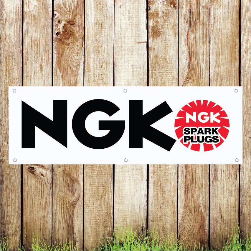 BAN094 NGK Car Garage Advertising PVC Banner Indoor/Outdoor Waterproof with Eyelets 5 Sizes Available