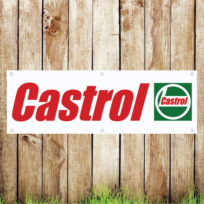 BAN099 Castrol Garage Advertising PVC Banner Indoor/Outdoor Waterproof with Eyelets 5 Sizes Available