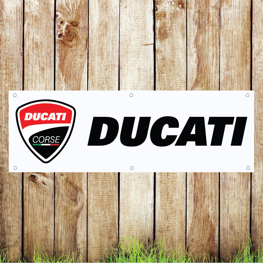 BAN100 Ducati Corse Garage Advertising PVC Banner Indoor/Outdoor Waterproof with Eyelets 5 Sizes Available