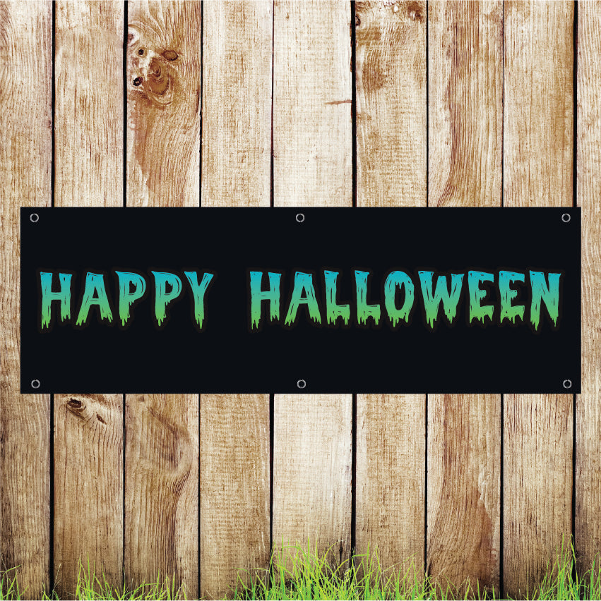 BAN105 Happy Halloween Advertising PVC Banner Indoor/Outdoor Waterproof with Eyelets 5 Sizes Available