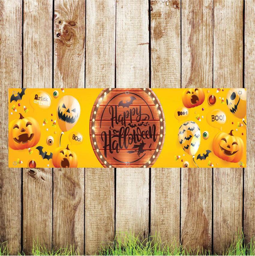 BAN116 Happy Halloween Advertising PVC Banner Indoor/Outdoor Waterproof with Eyelets 5 Sizes Available