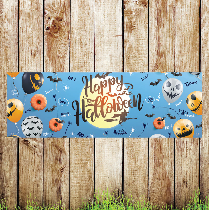 BAN117 Happy Halloween Advertising PVC Banner Indoor/Outdoor Waterproof with Eyelets 5 Sizes Available