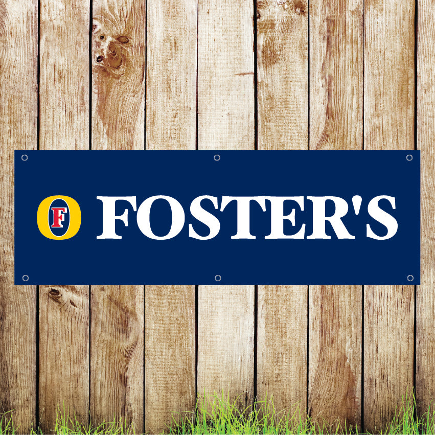 BAN120 Fosters Advertising PVC Pub Banner Indoor/Outdoor Waterproof with Eyelets 5 Sizes Available