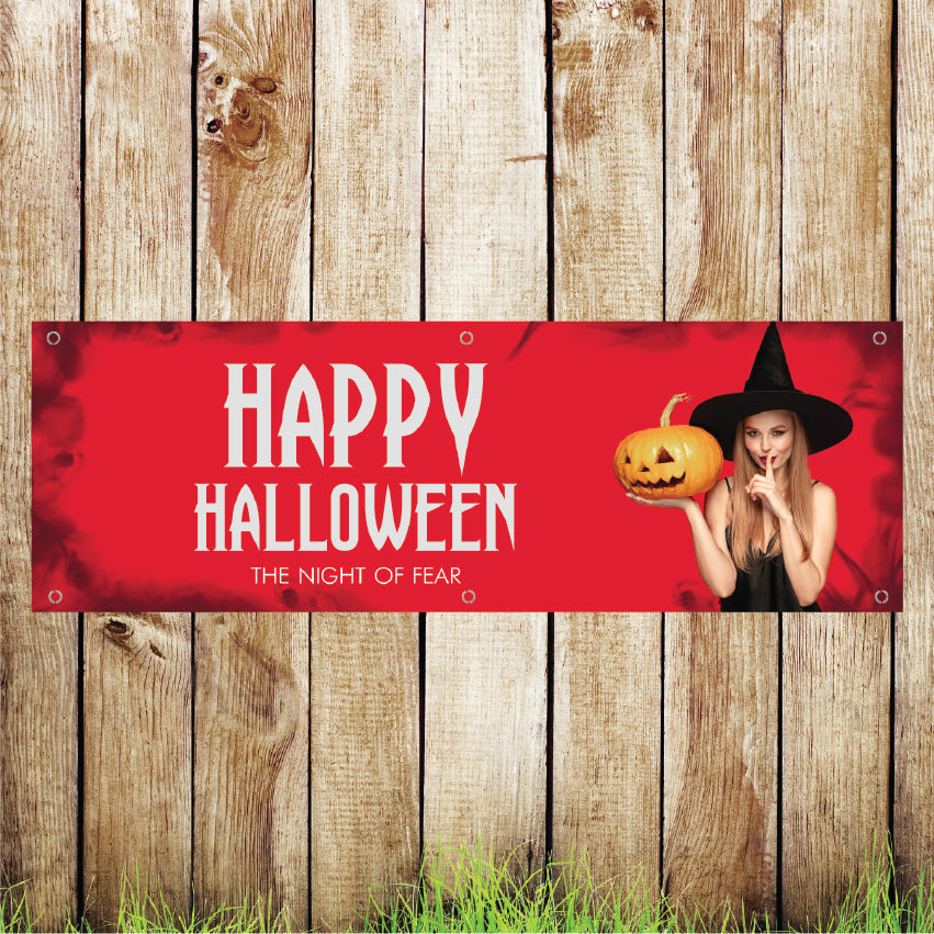 BAN125 Happy Halloween Advertising PVC Pub Banner Indoor/Outdoor Waterproof with Eyelets 5 Sizes Available