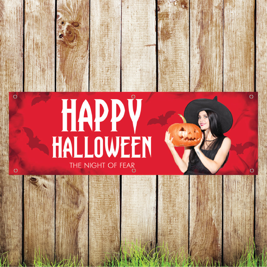 BAN126 Happy Halloween Advertising PVC Pub Banner Indoor/Outdoor Waterproof with Eyelets 5 Sizes Available