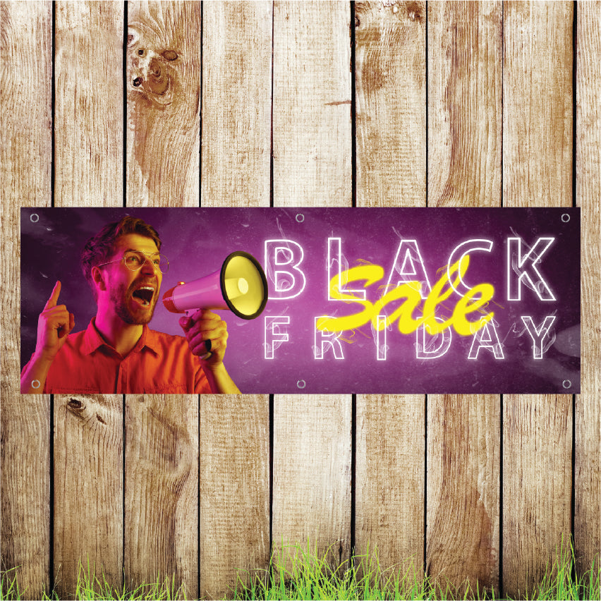 BAN127 Black Friday Sale Advertising PVC Pub Banner Indoor/Outdoor Waterproof with Eyelets 5 Sizes Available