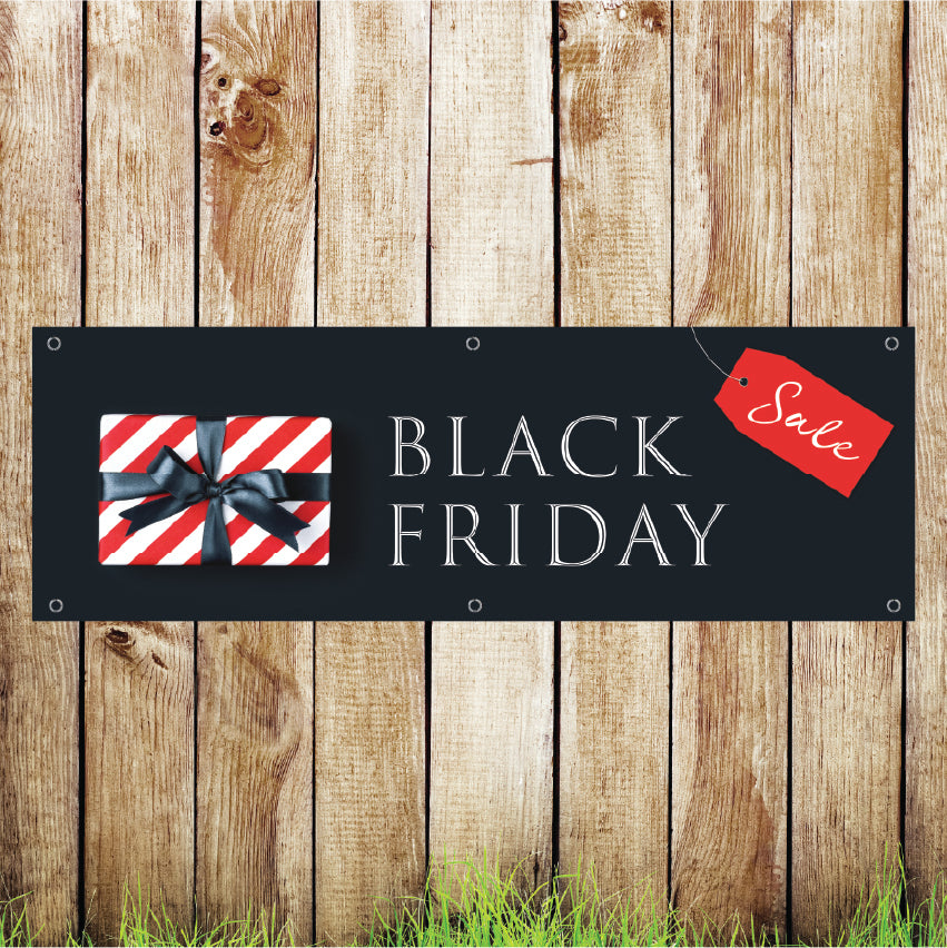 BAN131 Black Friday Sale Advertising PVC Pub Banner Indoor/Outdoor Waterproof with Eyelets 5 Sizes Available