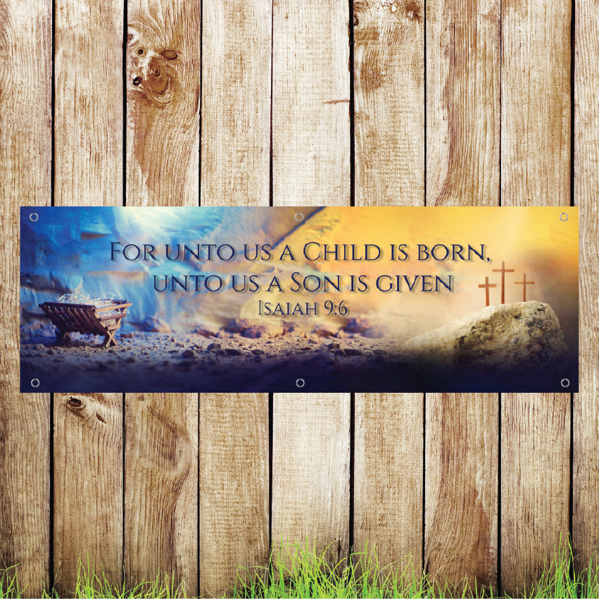 BAN135 Christian Worship Advertising PVC Banner Indoor/Outdoor Waterproof with Eyelets 5 Sizes Available