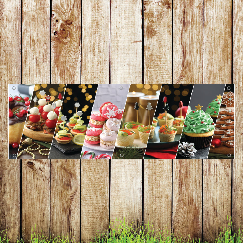 BAN139 Christmas Advertising PVC Banner Indoor/Outdoor Waterproof with Eyelets 5 Sizes Available