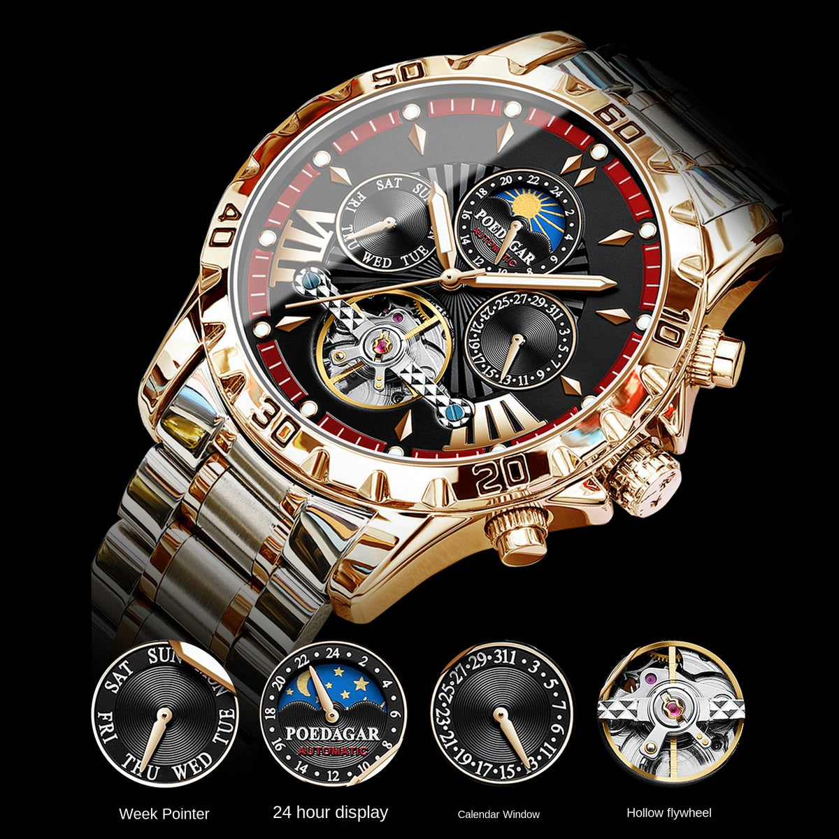 Swiss Brand Waterproof Automatic Mechanical Watch for Men