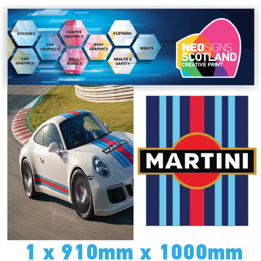 BKRBS01 Martini Racing Style Black Bonnet Stripe For Porsche