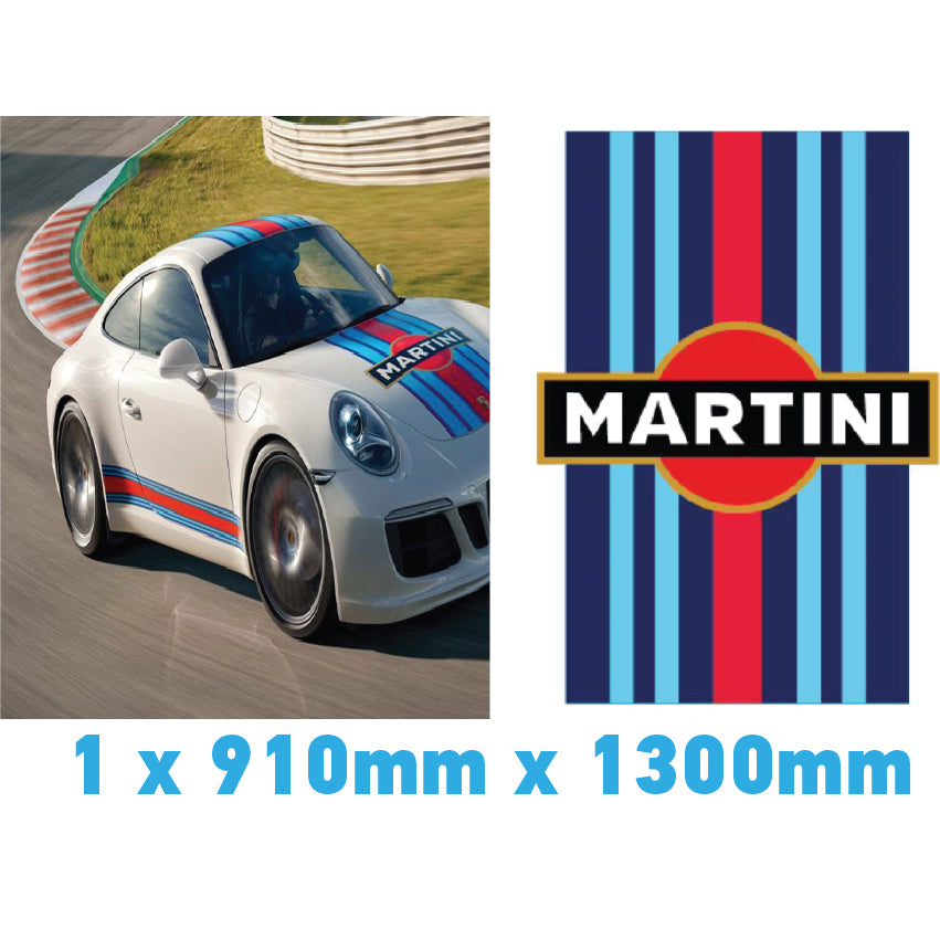 Martini Racing Style Bonnet Stripe For Porsche 5 Sizes 3 Colours