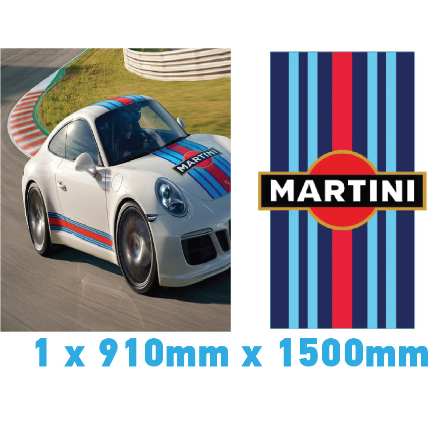 Martini Racing Style Bonnet Stripe For Porsche 5 Sizes 3 Colours
