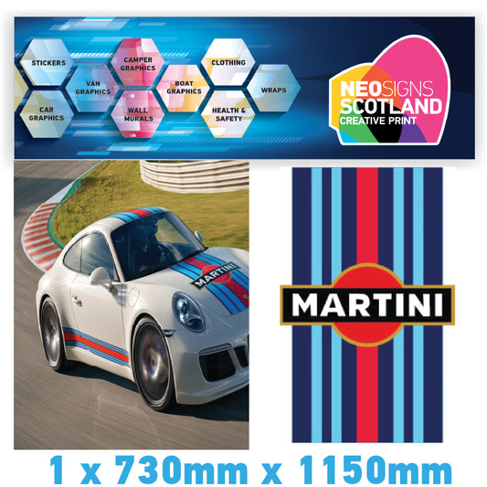 BKRBS04 Martini Racing Style Black Bonnet Stripe For Porsche