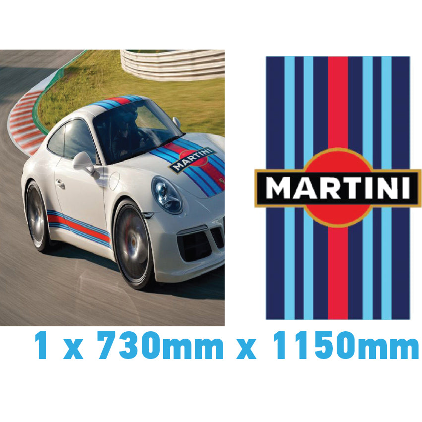 Martini Racing Style Bonnet Stripe For Porsche 5 Sizes 3 Colours