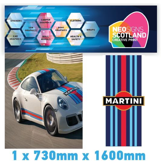 BKRBS05 Martini Racing Style Black Bonnet Stripe For Porsche
