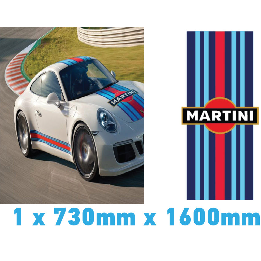 Martini Racing Style Bonnet Stripe For Porsche 5 Sizes 3 Colours
