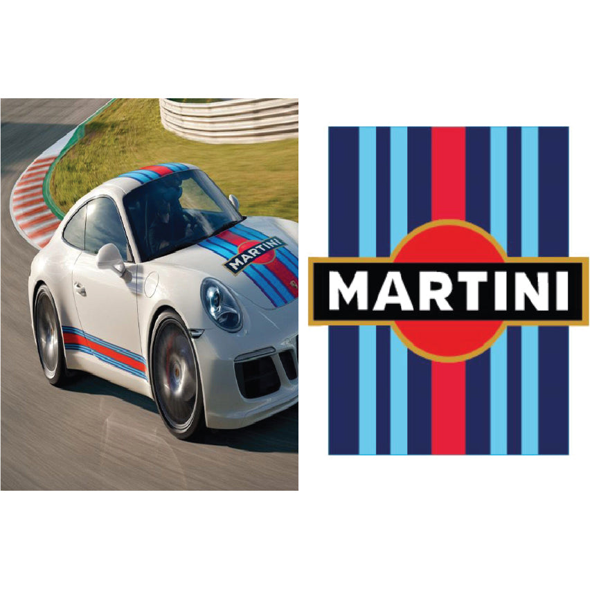 Martini Racing Style Bonnet Stripe For Porsche 5 Sizes 3 Colours