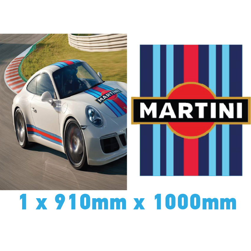 Martini Racing Style Bonnet Stripe For Porsche 5 Sizes 3 Colours