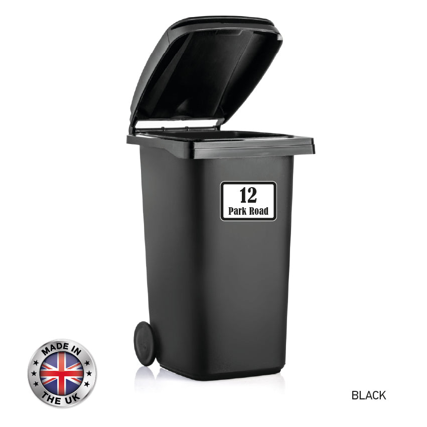 BIN01-06 Wheelie Bin x4 Custom Number and Street Name Stickers