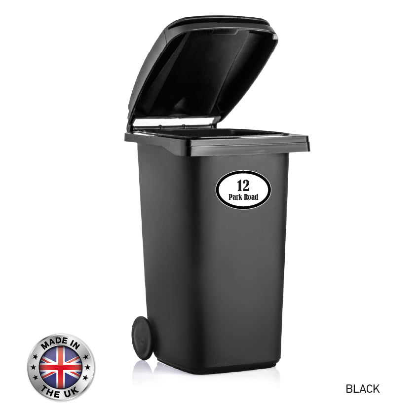BIN01-06 Wheelie Bin x4 Custom Number and Street Name Stickers