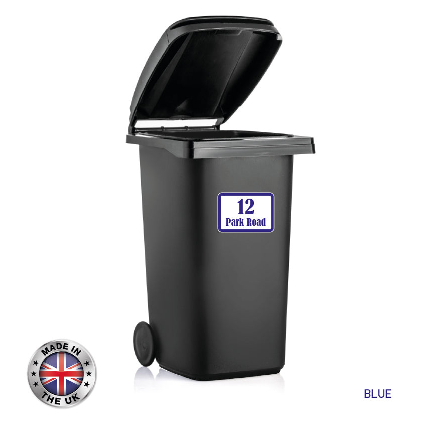 BIN01-06 Wheelie Bin x4 Custom Number and Street Name Stickers