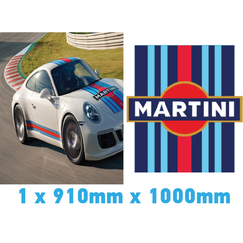 Martini Racing Style Bonnet Stripe For Porsche 5 Sizes 3 Colours