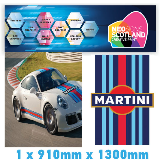 BMRBS02 Martini Racing Style Blue Bonnet Stripe For Porsche